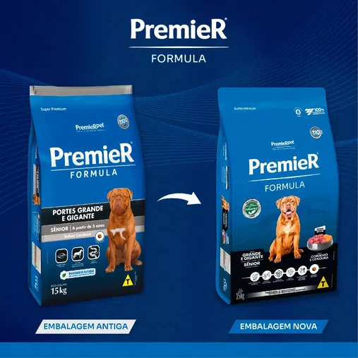 Ração Premier Fórmula para Cães Sênior Raças Grandes Sabor Cordeiro 15Kg