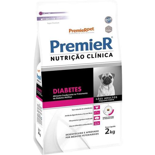 Ração Premier Nutrição Clínica Diabetes para Cães Adultos Raças Pequenas 2Kg