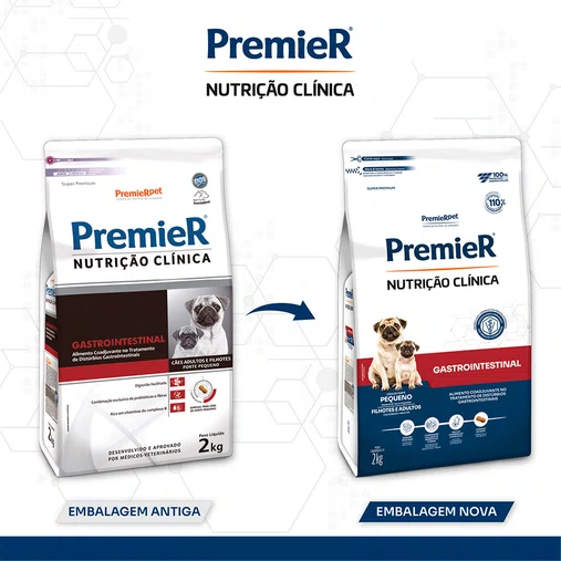 Ração Premier Nutrição Clínica Gastrointestinal Cães Adultos Raças Pequenas 2Kg