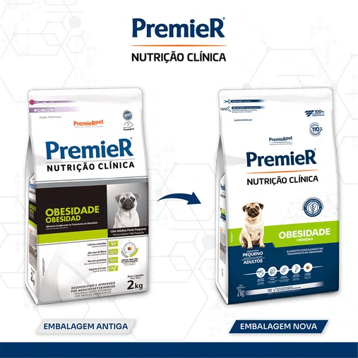 Ração Premier Nutrição Clínica Obesidade para Cães Adultos Raças Pequenas 2Kg