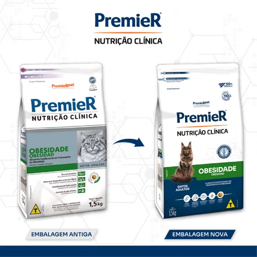 Ração Premier Nutrição Clínica Obesidade para Gatos Adultos 1,5Kg