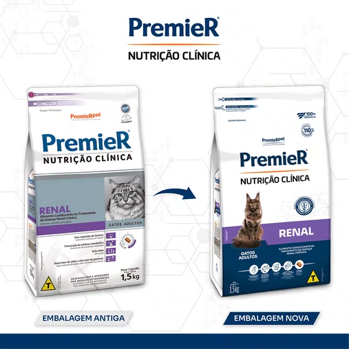 Ração Premier Nutrição Clínica Renal para Gatos Adultos 1,5Kg