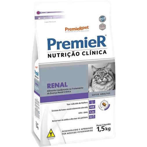 Ração Premier Nutrição Clínica Renal para Gatos Adultos 1,5Kg