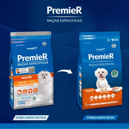 Ração Premier Raças Específicas Maltês para Cães Adultos Sabor Peru e Arroz 1Kg