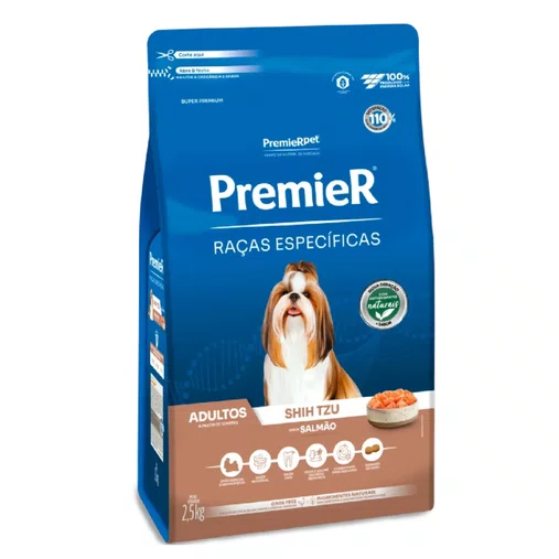 Ração Premier Raças Específicas Shih Tzu para Cães Adultos Sabor Salmão 2,5Kg