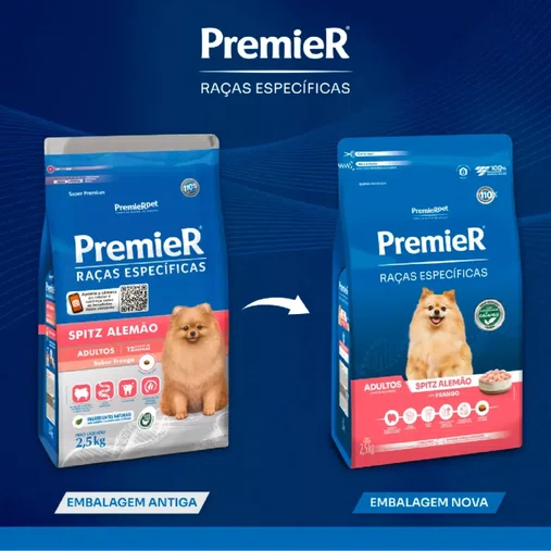 Ração Premier Raças Específicas Spitz Alemão para Cães Adultos Sabor Frango 2,5Kg