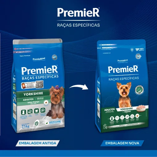 Ração Premier Raças Específicas Yorkshire para Cães Adultos Sabor Frango 7,5Kg