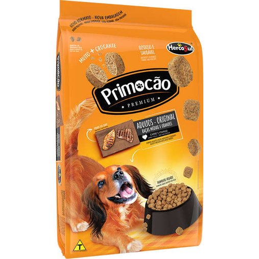 Ração Primocão Premium Original para Cães Adultos Sabor Carne 20Kg