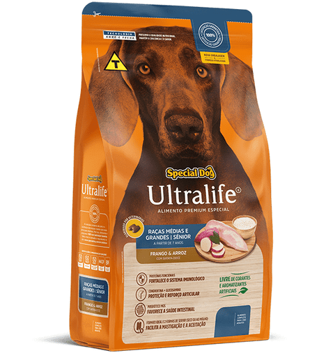 Ração Special Dog Ultralife para Cães Sênior Raças Médias e Grandes Sabor Carne 15Kg