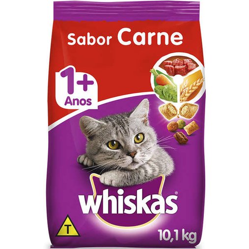 Ração Whiskas para Gatos Adultos Sabor Carne 10,1Kg