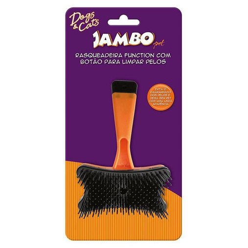 Rasqueadeira Jambo Pet com Botão para Limpeza de Pelos para Cães