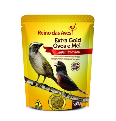 Ração Reino das Aves Extra Gold Ovos e Mel para Pássaros 500g