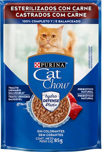 Sachê Cat Chow para Gatos Castrados Sabor Carne ao Molho 85g