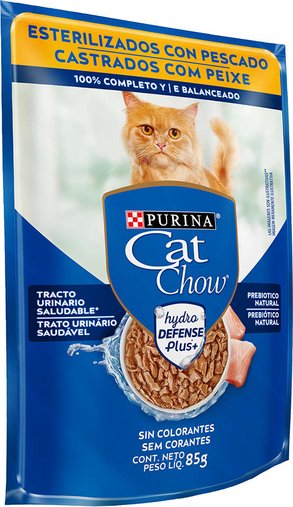 Sachê Cat Chow para Gatos Castrados Sabor Peixe ao Molho 85g