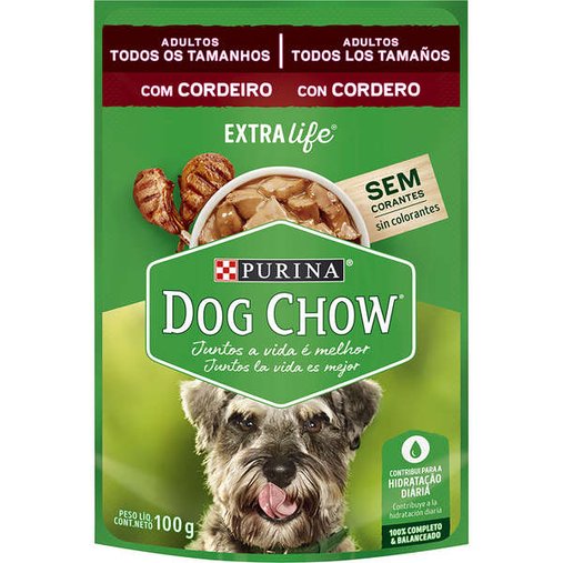 Sachê Dog Chow Extra Life para Cães Adultos de Todos os Tamanhos Sabor Cordeiro 100g