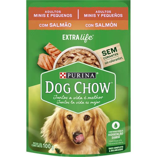Sachê Dog Chow para Cães Adultos Raças Minis e Pequenas Sabor Salmão 100g