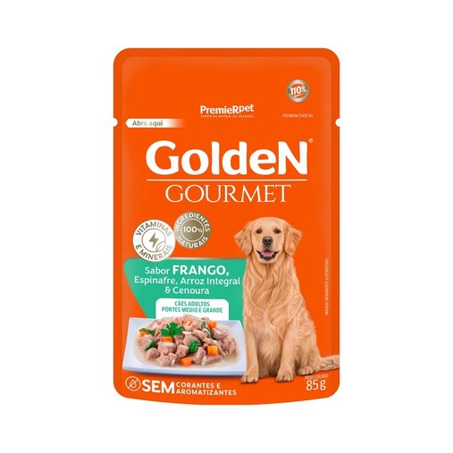 Sachê Golden Gourmet para Cães Adultos Raças Médias e Grandes Sabor Frango 85g