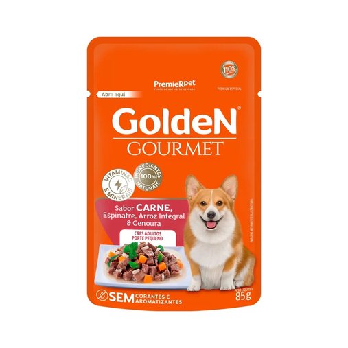 Sachê Golden Gourmet para Cães Adultos Raças Pequenas Sabor Carne 85g