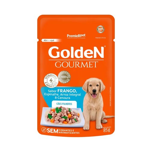 Sachê Golden Gourmet para Cães Filhotes Sabor Frango 85g