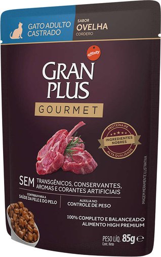 Sachê Gran Plus Gourmet para Gatos Castrados Sabor Ovelha 85g