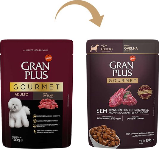 Sachê Gran Plus para Cães Adultos Sabor Ovelha 100g