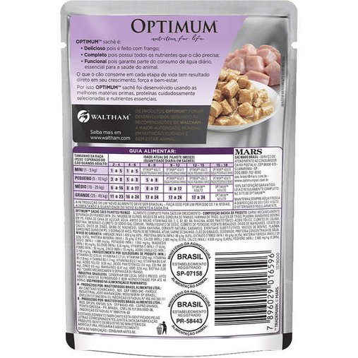 Sachê Optimum para Cães Filhotes Sabor Frango 100g