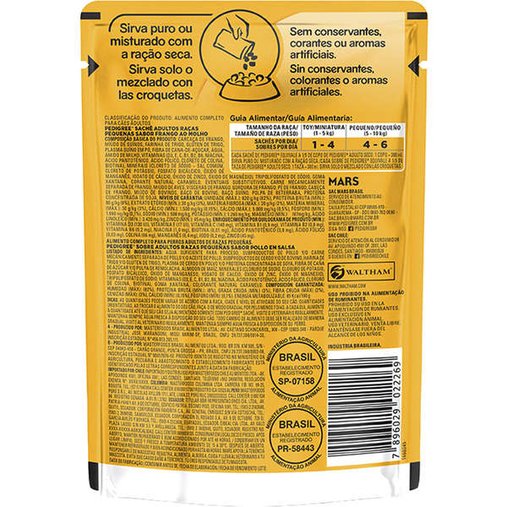 Sachê Pedigree para Cães Adultos Raças Pequenas Sabor Frango ao Molho 100g