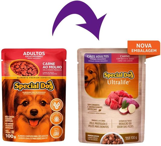 Sachê Special Dog Ultralife para Cães Adulto Raças Pequenas Sabor Carne 100g