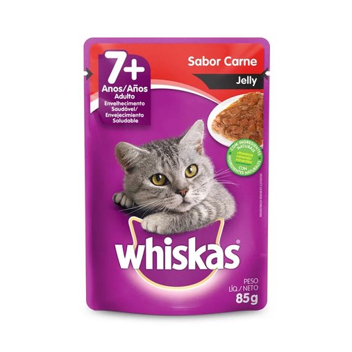 Sachê Whiskas Jelly para Gatos Adultos 7+ Sabor Carne 85g