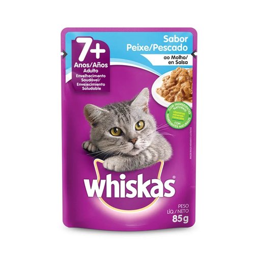Sachê Whiskas para Gatos Adultos 7+ Sabor Peixe ao Molho 85g