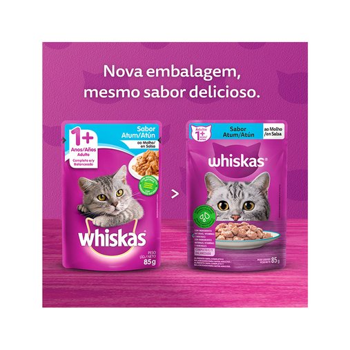 Sachê Whiskas para Gatos Adultos Sabor Atum ao Molho 85g