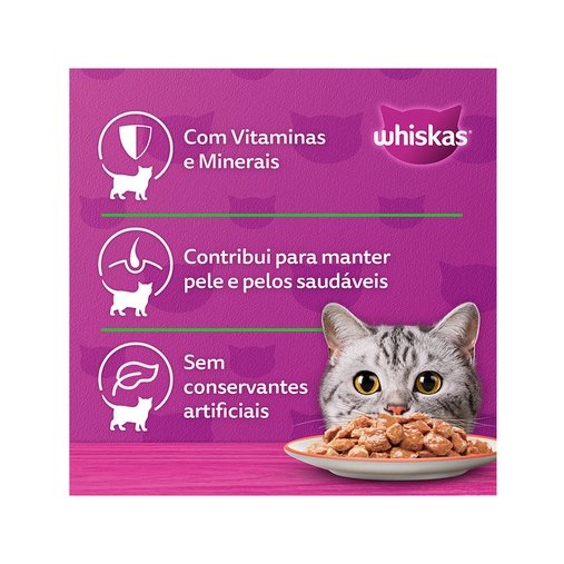 Sachê Whiskas para Gatos Adultos Sabor Salmão ao Molho 85g