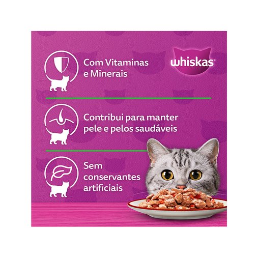 Sachê Whiskas para Gatos Castrados Sabor Carne ao Molho 85g
