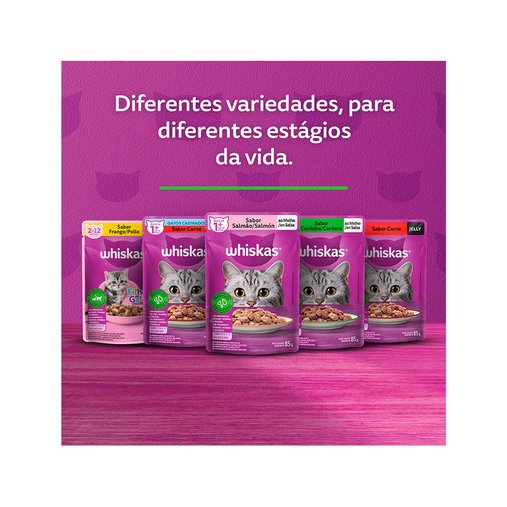 Sachê Whiskas para Gatos Castrados Sabor Carne ao Molho 85g
