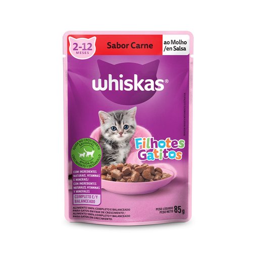 Sachê Whiskas para Gatos Filhotes Sabor Carne ao Molho 85g