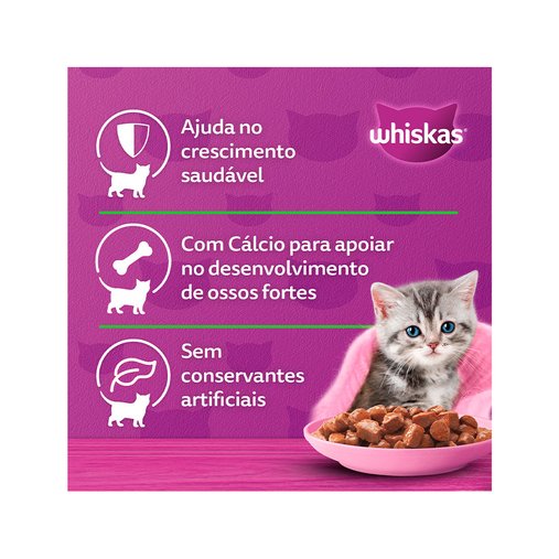 Sachê Whiskas para Gatos Filhotes Sabor Carne ao Molho 85g