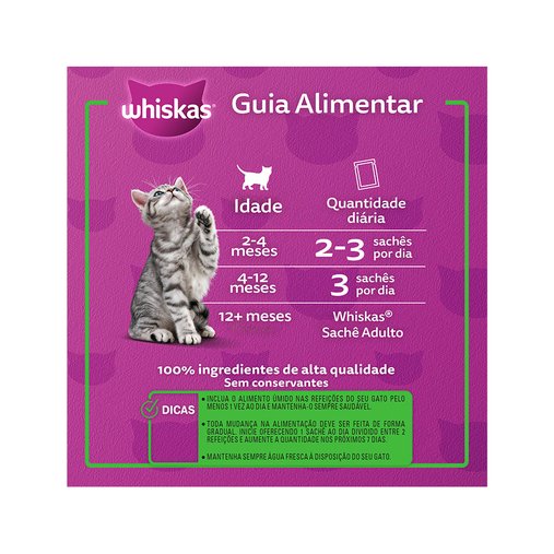 Sachê Whiskas para Gatos Filhotes Sabor Carne ao Molho 85g