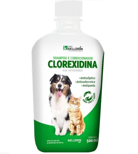 Shampoo e Condicionador Kelldrin Clorexidina para Cães e Gatos 500ml
