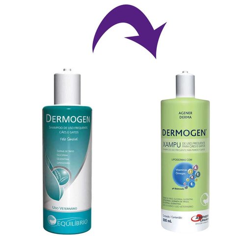 Shampoo Pele Sensível Agener União Dermogen Equilíbrio para Cães e Gatos 500ml