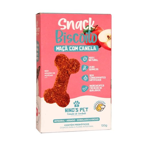 SNACK BISCOITO MACA COM CANELA 120G NINOS PET