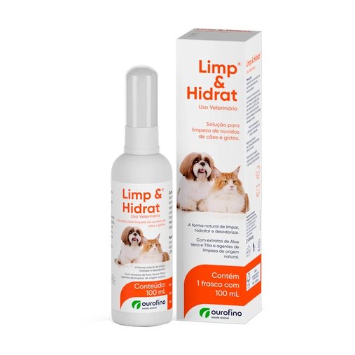 Solução para Limpeza de Ouvidos Ouro Fino Limp & Hidrat para Cães e Gatos 100ml