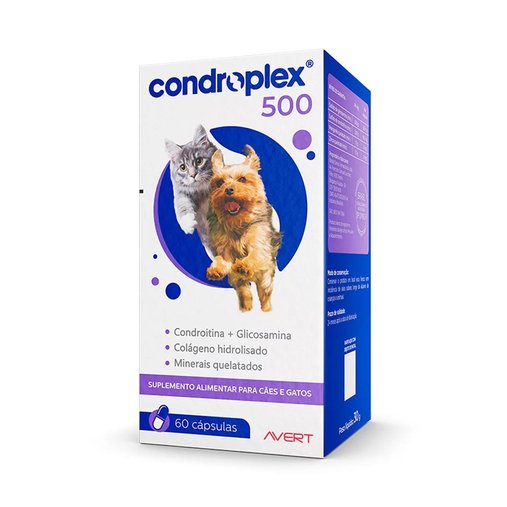 Suplemento Alimentar CondroPlex 500 para Cães e Gatos 60 Cápsulas