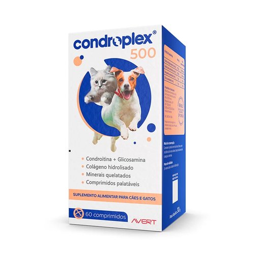 Suplemento Alimentar CondroPlex 500 para Cães e Gatos 60 Comprimidos