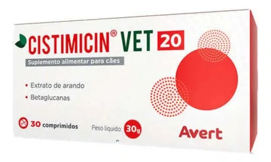 Suplemento Alimentar Avert Cistimicin Vet para Cães 20Kg 30 Comprimidos