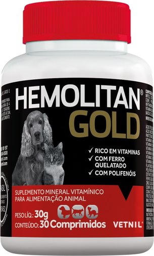 Suplemento Mineral Vitamínico Vetnil Hemolitan Gold 30 comprimidos 30g