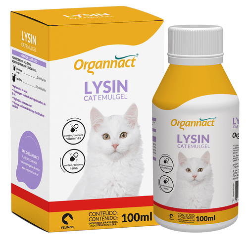 Suplemento Vitamínico Aminoácido Organnact Lysin Cat Emulgel 100ml