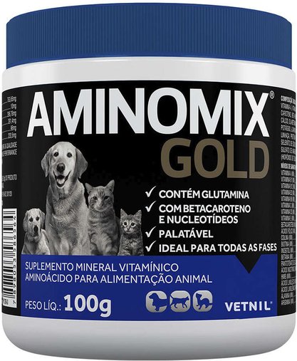 Suplemento Vitamínico Vetnil Aminomix Gold para Cães e Gatos 100g