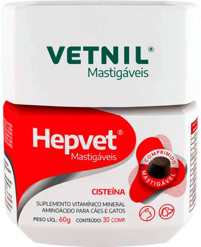 Suplemento Vitamínico Vetnil Hepvet Mastigável para Cães e Gatos 30 comprimidos 60g