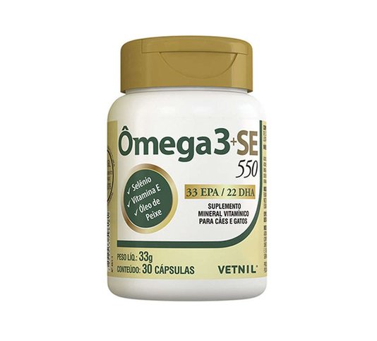 Suplemento Vitamínico Vetnil Ômega 3+SE 550 para Cães e Gatos 30 cápsulas 33g
