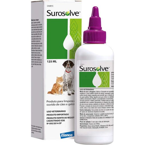 Surosolve Líquido Elanco Limpeza Auricular para Cães e Gatos 125ml